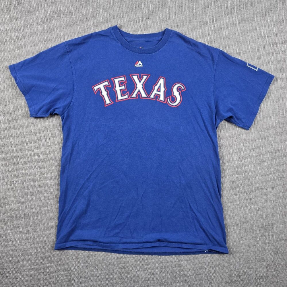 Texas Rangers Cole Hamels #35 Majestic Blue Player T-Shirt Jersey Large 2000s